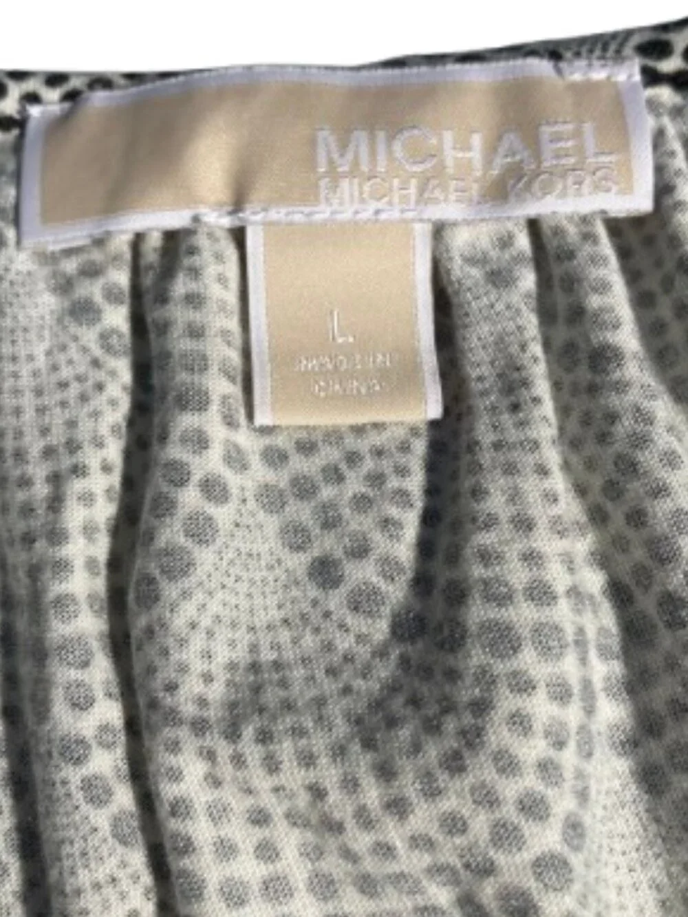 Michael Kors Blouse 3/4 Bell Sleeves Black White Shell Pattern Career, sz Large